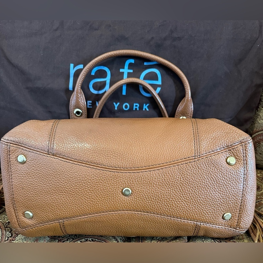 Rafē New York Cognac Leather Shoulder Bag w/Gold Hardware Dust Bag Included EUC - Picture 5 of 12